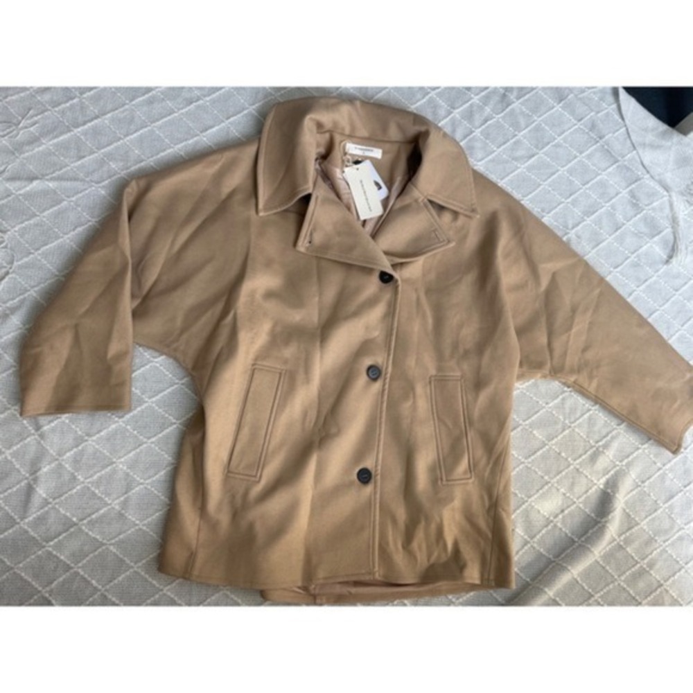 Commense Solid Oversized Pocket Button Coat Khaki… - image 13